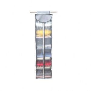 Caja de Almacenamiento de Ropa al por Mayor con Cubierta de Plástico, Organizador de Ropa Interior Colgante de 6 Estantes para Armario - Product Image 2