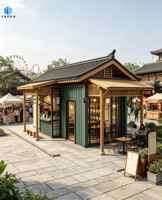 Bar en conteneur maritime de 20 pieds, style chinois traditionnel, boutique préfabriquée en conteneur pour restaurant de site touristique et kiosque à snacks