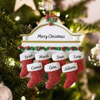 Ornement de Noël personnalisé pour cheminée en résine, décoration de chaussettes de Noël suspendues avec nom, décoration de sapin de Noël pour les fêtes