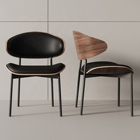 Chaise de salle à manger nordique luxe en bois noir et cuir ensemble de meubles de chambre restaurant chaises de salle à manger modernes pour table à manger