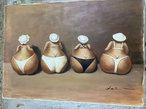 Peintures de sexe chinoises peintes à la main <span class=keywords><strong>Grosse</strong></span> <span class=keywords><strong>femme</strong></span> Portrait de sexe Peintures à l'huile sur toile - Product Image 2