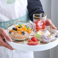 Vente en gros faite à la main en usine de haute qualité, cadeau en forme de cœur, plat à salade décoratif en verre, bol à dessert transparent personnalisé pour la cuisine