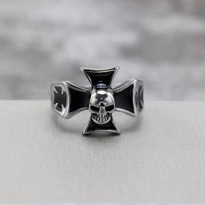 Men's Titanium Steel <b>Ring</b> Cross Skull Design Hip Hop Style Gift Jewelry - Product Image 3