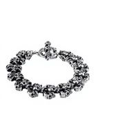 Bracelet Crâne en Acier Titane Style Punk Sombre pour Homme – Accessoire de Mode Vintage Tendance Rock Haute Qualité