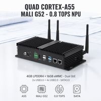 Mini PC industriel Quad Core Cortex A55 0.8 TOPS NPU 4 Go LPDDR4 16 Go EMMC Double GbE 4G LTE Mini PCIe Android 11 Debian RK3568