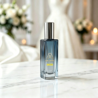 Flacon de parfum minimaliste carré en verre dégradé bleu 3 5 6 10 15 20 30ml, personnalisable avec logo, boîte cadeau couleur, rechargeable, vide, argenté