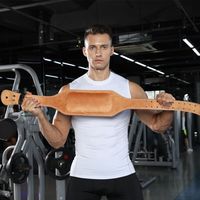 Ceinture de soutien lombaire WOSWEIR pour homme en cuir PU, 15 cm, équipement d'entraînement de la taille, ceinture de musculation pour l'entraînement et la force