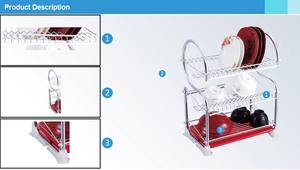 <span class=keywords><strong>Escurridor</strong></span> <span class=keywords><strong>de</strong></span> <span class=keywords><strong>Platos</strong></span> <span class=keywords><strong>de</strong></span> <span class=keywords><strong>3</strong></span> Niveles FIRST HORSE, Cromado, Multifuncional, Resistente a la Oxidación, con Bandeja <span class=keywords><strong>de</strong></span> Drenaje - Product Image 2