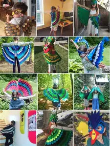 2023 Ecowalson ילדים בעלי החיים תלבושות ציפורים הרגיש כנפי כיף קוספליי ליל כל הקדושים תלבושות פרפר כנף