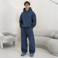 Ensembles de jogging OEM personnalisés 2 pièces, sweats à capuche et pantalons de survêtement vierges 500 GSM, coupe ample et oversize pour hommes