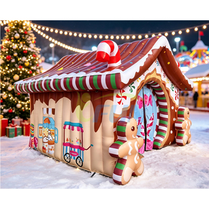 Casa de Jengibre Inflable Gigante de Navidad, Cenador de Santa Claus Inflable, Carpa para Fotos, <span class=keywords><strong>Alquiler</strong></span> para Fiestas Navideñas - Product Image 3