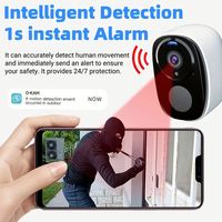 Kamera Baterai Nirkabel O Kam Pro Solar 3Mpx 2.4G Alarm PIR Penglihatan Malam Perekaman Audio 24 Jam Terus Menerus Kompatibel dengan Alexa CCTV