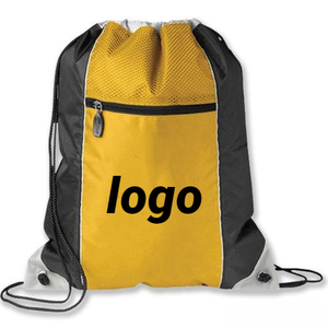Promotional <b>Drawstring</b> <b>Backpack</b> with Customizable Logo Mesh Pocket for Fitness Enthusiasts Custom Logo - Product Image 1