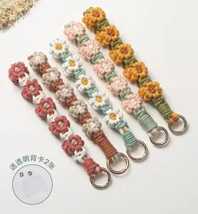 Hand-woven daisy mobile phone lanyard literary fresh mobile phone chain pendant decorated with women's wristbands short creative