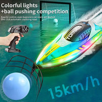 Bateau télécommandé RC 2,4 GHz étanche avec LED, haute vitesse, pour enfants et adultes, rechargeable, jeu aquatique à deux joueurs