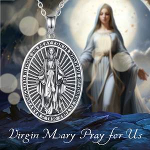 Merryshine mujer madrina 925 plata esterlina plata 925 al por mayor joyería vintage Virgen María colgante collar - Product Image 2