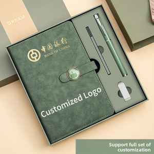 CustomCustom Logo A5 Round Button Notebook <b>Gift</b> Box Simple Hardcover Leather Journal A3 Size <b>for</b> Business Meeting & School Use - Product Image 2