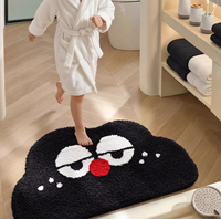 Tapis de salle de bain et d'hôtel floqué, mignon, à motif de dessin animé, épais, en microfibre, antimicrobien, doux pour les animaux, absorbant l'eau, antidérapant