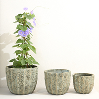 Pots de fleurs ronds de grande taille haute résistance 2024 en fibre de verre et ciment pour l'extérieur, pour planter des arbres et des fleurs