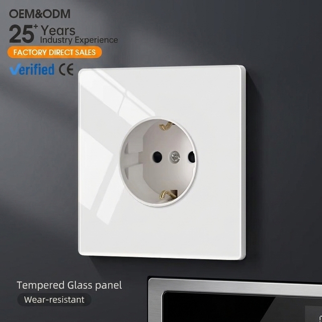 KSQ Durable Europe Standard 16A/10A Tempered Glass Material Easy Installation Home Electric Wall Switches and Sockets