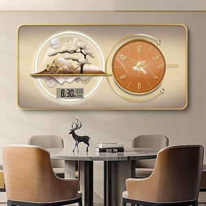 2025 Mới Hiện Đại Nhà Hàng Sang Trọng Trang Trí Nội Thất Trừu Tượng Đóng Khung Động Vật Hươu Hình Ảnh Phong Cảnh Pha Lê Sứ Tường Nghệ Thuật Với Đồng Hồ - Product Image 3