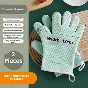 Gants <span class=keywords><strong>de</strong></span> four en silicone confortables résistants aux hautes températures avec <span class=keywords><strong>protection</strong></span> à cinq couches pour la <span class=keywords><strong>cuisson</strong></span> standard en cuisine - Product Image 1