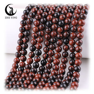 Zhe Ying 6/8/10mm perles d'obsidienne en acajou Bracelet jaune perles de pierre naturelle pour la fabrication de bijoux perles d'obsidienne en acajou naturel - Product Image 1