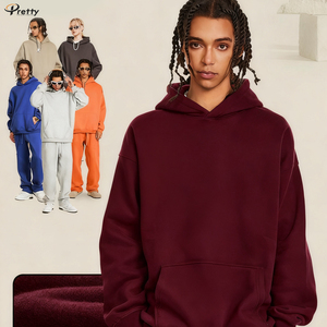 2025 nouveauté personnalisé automne Style américain couleur unie décontracté et ample taille Extra-large sweat à capuche ajoutant polaire - Product Image 3