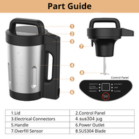 Olla Eléctrica Multifuncional 6 en 1 de 1.5L para Sopas, con Panel LED, Acero Inoxidable, Portátil, para el Hogar