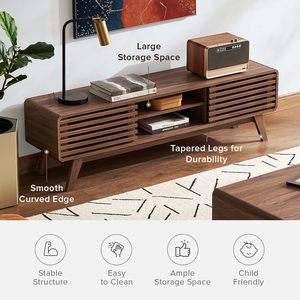 Meuble <span class=keywords><strong>TV</strong></span> pour <span class=keywords><strong>TV</strong></span> avec porte coulissante Étagères et armoires de rangement jusqu'à <span class=keywords><strong>69</strong></span> pouces Table <span class=keywords><strong>TV</strong></span> de style central central - Product Image 5