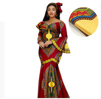 Wanita Afrika Batik cetak gaun Bazin gaun panjang kain katun lilin gaun malam