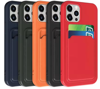 Coque arrière en silicone pour téléphone portable, étui portefeuille en TPU souple avec fente pour carte de 6.1 pouces, porte-carte pour iPhone 15