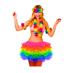 Jupes <span class=keywords><strong>tutu</strong></span> hawaïennes <span class=keywords><strong>pas</strong></span> chères pour femmes adultes, déguisement de fête, couleurs arc-en-ciel, HPC-3185 - Product Image 2