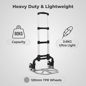 عربة أمتعة متعددة الأغراض من الألومنيوم بعجلتين، تحمل حتى 80 كجم، عربة حقائب السفر - Product Image 5
