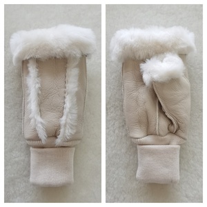 Échantillon de Présentation – Vente en Gros Usine – Mitaines d'Hiver pour Femmes en Cuir de Mouton Véritable et Doublure en Fourrure de Mouton - Product Image 4