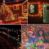 Guirlande lumineuse solaire LED de Noël avec 8 modes, télécommande, indice de protection IP65, lumières d'ambiance pour jardin extérieur, à intensité variable