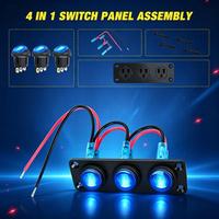 Panneau d'interrupteurs à bascule rond étanche 3 gangues 12V avec voyant LED bleu pour voiture, camion, camping-car, bateau, véhicule marin