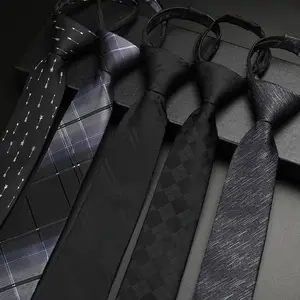 ODM OEM Wholesale Neck Tie High Quality Fashion polyester Woven Italian Mens Silk Neckties Black Mens Tie