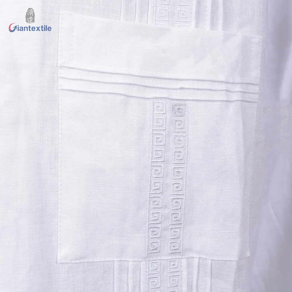Guayabera เสื้อเชิ้ตแนวคิวบาแขนยาวสำหรับผู้ชายเสื้อสไตล์เม็กซิกันสีขาวทึบดีไซน์ใหม่