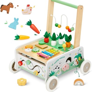 Montessori lấy cảm hứng từ có thể gập lại bé bằng gỗ Walker với bánh xe mềm mại cho 0-3 năm Toddler và 6-12 tháng bé cho bé trai và bé gái - Product Image 4