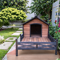 SHUNDA SDD010 Villa de luxe écologique en bois pour animaux de compagnie, niche pour chien de style classique, étanche, pour extérieur, avec design à plancher surélevé