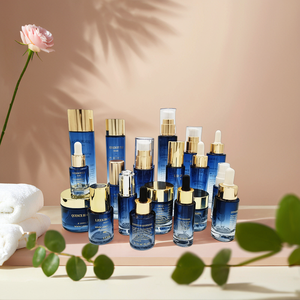 Sang trọng chăm sóc da chai lotion kem Jar 15ml 30ml 50ml 200ml sản xuất chai thủy tinh màu xanh chai thủy tinh với ống nhỏ giọt - Product Image 3