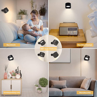 Lampe murale LED magnétique à rotation 360°, rechargeable par USB, à intensité variable par toucher, pour lecture, chambre à coucher