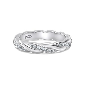 Bague Dylam en argent sterling S925 torsadée et entrelacée de 3,5 mm avec moissanite, motif infini croisé, pour femme, plaquée or 18 carats, faible MOQ - Product Image 1