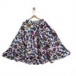 Women's Floral Print A-Line <b>Skirt</b> Floral Print <b>Elastic</b> <b>Waist</b> Mid-Calf Length Casual Summer Cotton <b>Skirt</b> - Product Image 1