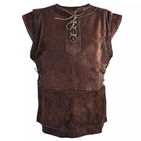 Gilet médiéval punk pour homme, costume de cosplay viking, armure de poitrine pour adulte, tenue LARP en daim, manteau Jerkin pour Halloween