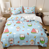Parure de lit en polyester, style américain, imprimé numérique 3D, animaux de la forêt frais et petits, 500TC, toutes saisons, 3 pièces, housse de couette, dessin animé
