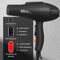 Sèche-cheveux professionnel haute vitesse pour salon, avec air froid et chaud, moteur AC puissant