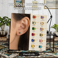 Boucles d'oreilles clous Gaovo avec pierre de naissance, plaqué or 18 carats, acier inoxydable hypoallergénique, cristaux multicolores, bijoux de mode pour femme, cadeau d'anniversaire