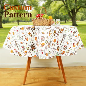 30 Years Factory Eco-Certified Custom Hallows PEVA <strong>Round</strong> Tablecloth Waterproof Flannel Back <strong>Table</strong> Cover OEM For US EU Retailers - Product Image 1